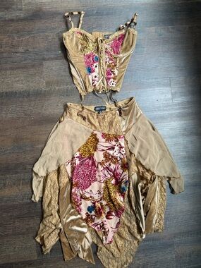 Soulful Sunshine Velvet Floral Burnout Corset & Layered Skirt Set Current Mood